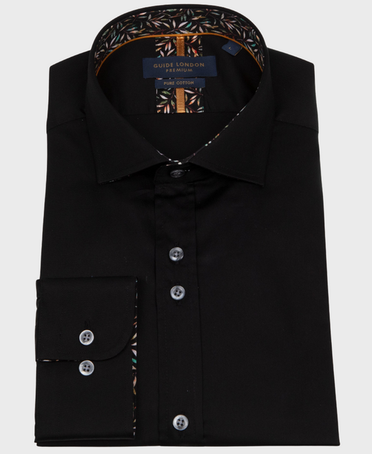 Guide London LS77005 Plain Shirt Black