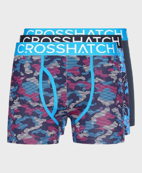 Crosshatch Linamo 3PK Boxer Shorts Blue