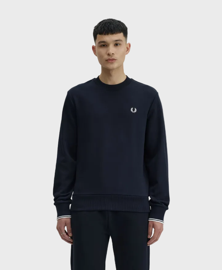 FRED PERRY Crew Neck Sweatshirt M ネイビー Fred Perry M7535 Crew Neck Sweatshirt - 248 Navy – Vault Menswear