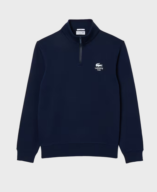 Lacoste SH2735 High Neck Zip-Up Print Sweatshirt - 166 Midnight Blue