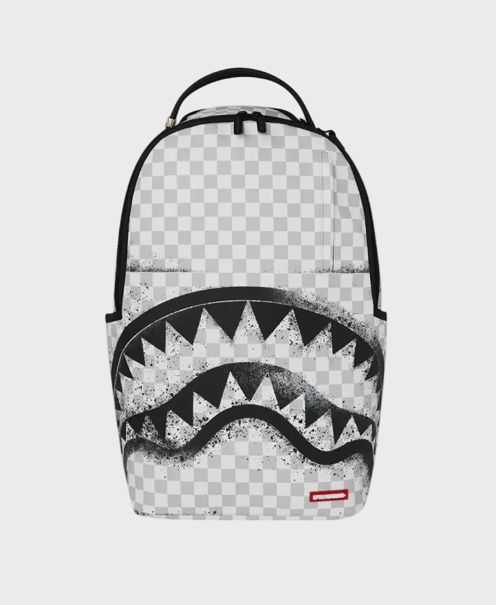 Sprayground B8256 Red Stencil Shark Back Pack - White – Vault Menswear