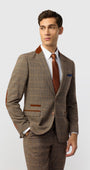 Marc Darcy DX7 Tweed Check Blazer - Tan