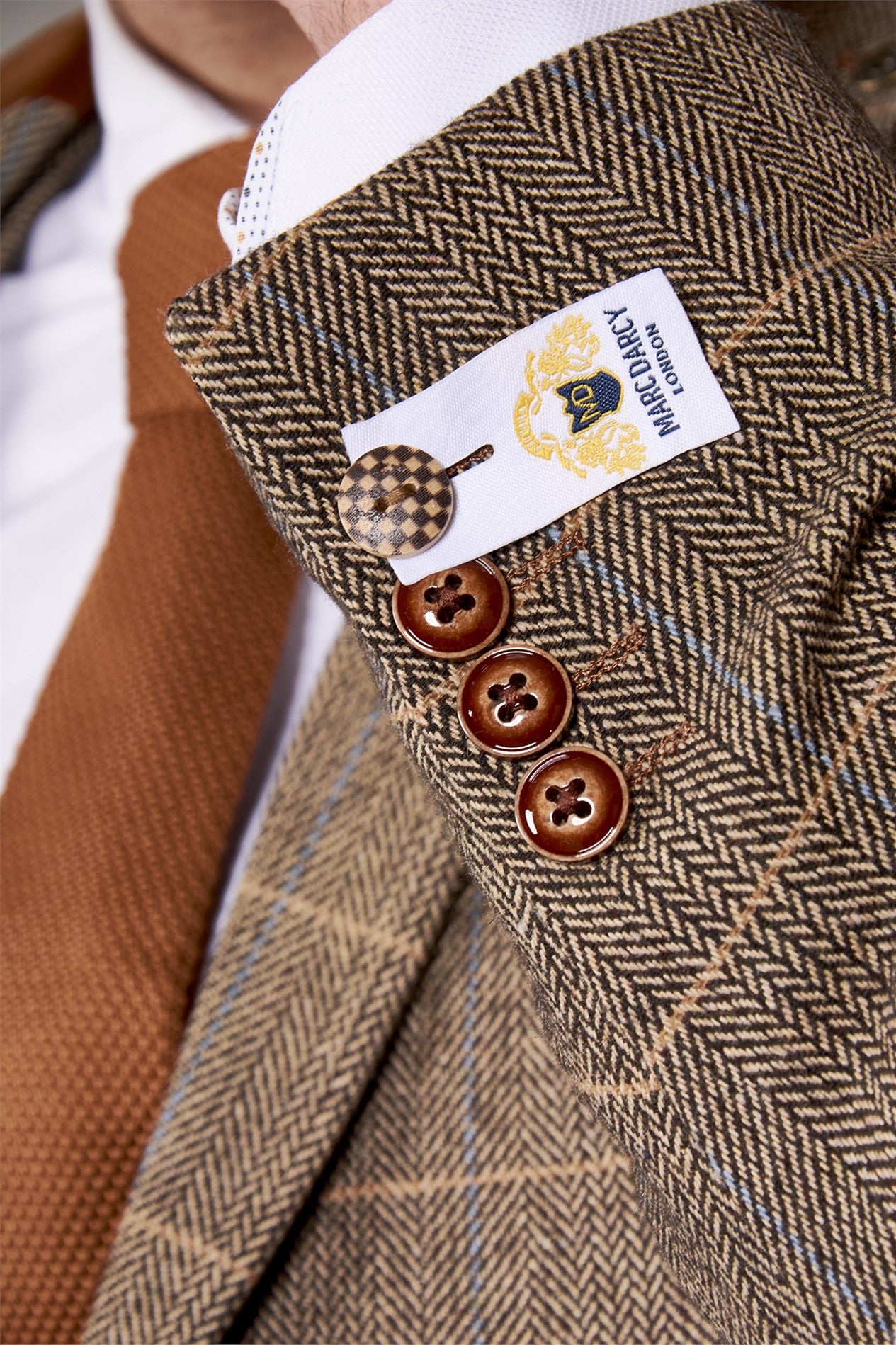 Marc Darcy DX7 Tweed Check Blazer - Tan