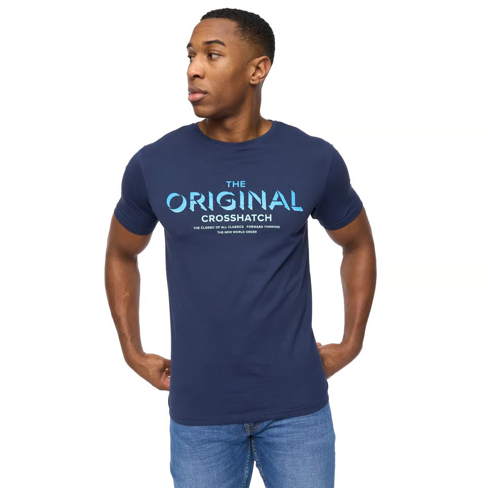Crosshatch Off Axis T-Shirt - Navy