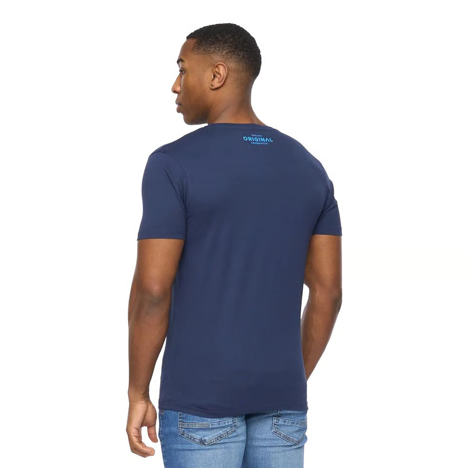 Crosshatch Off Axis T-Shirt - Navy