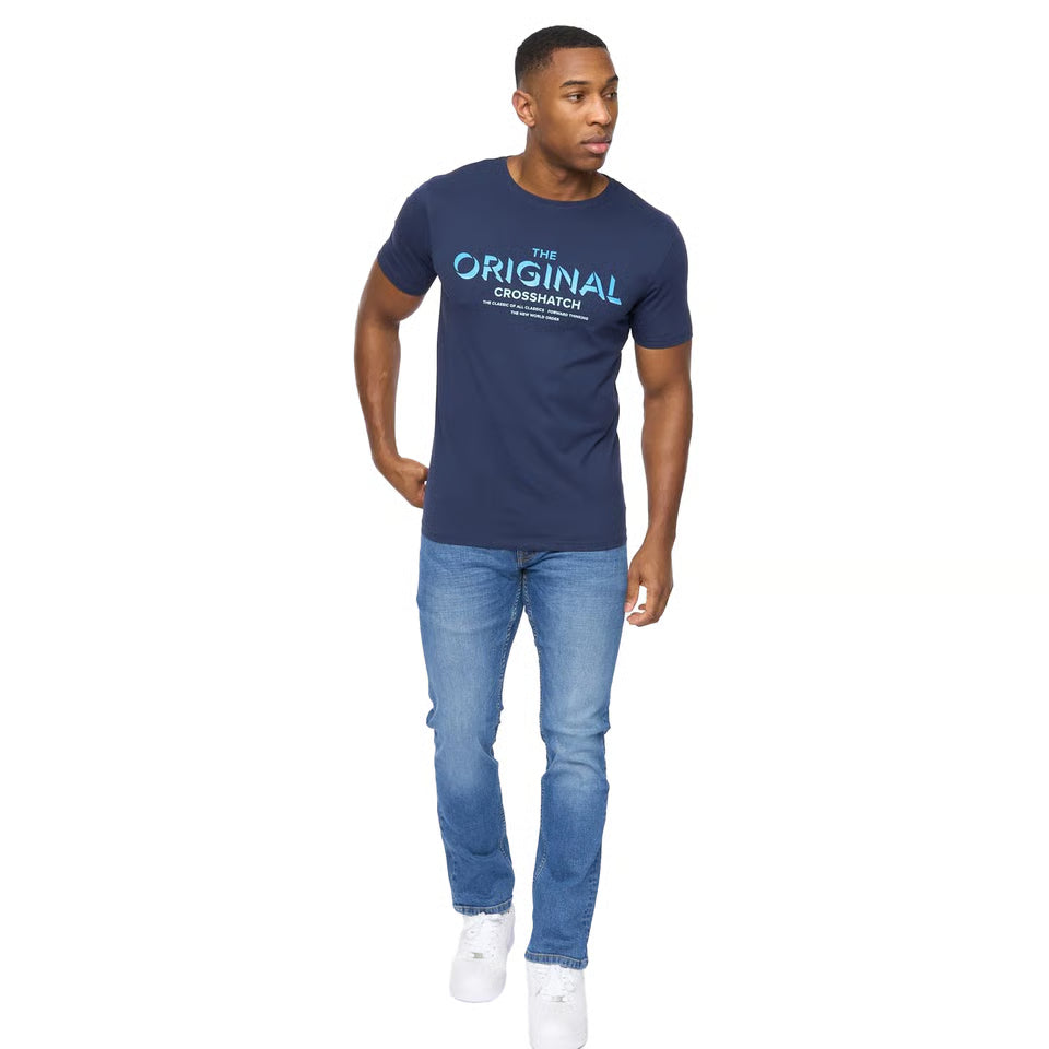 Crosshatch Off Axis T-Shirt - Navy