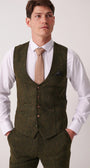 Marc Darcy Dean Tweed Waistcoat - Olive