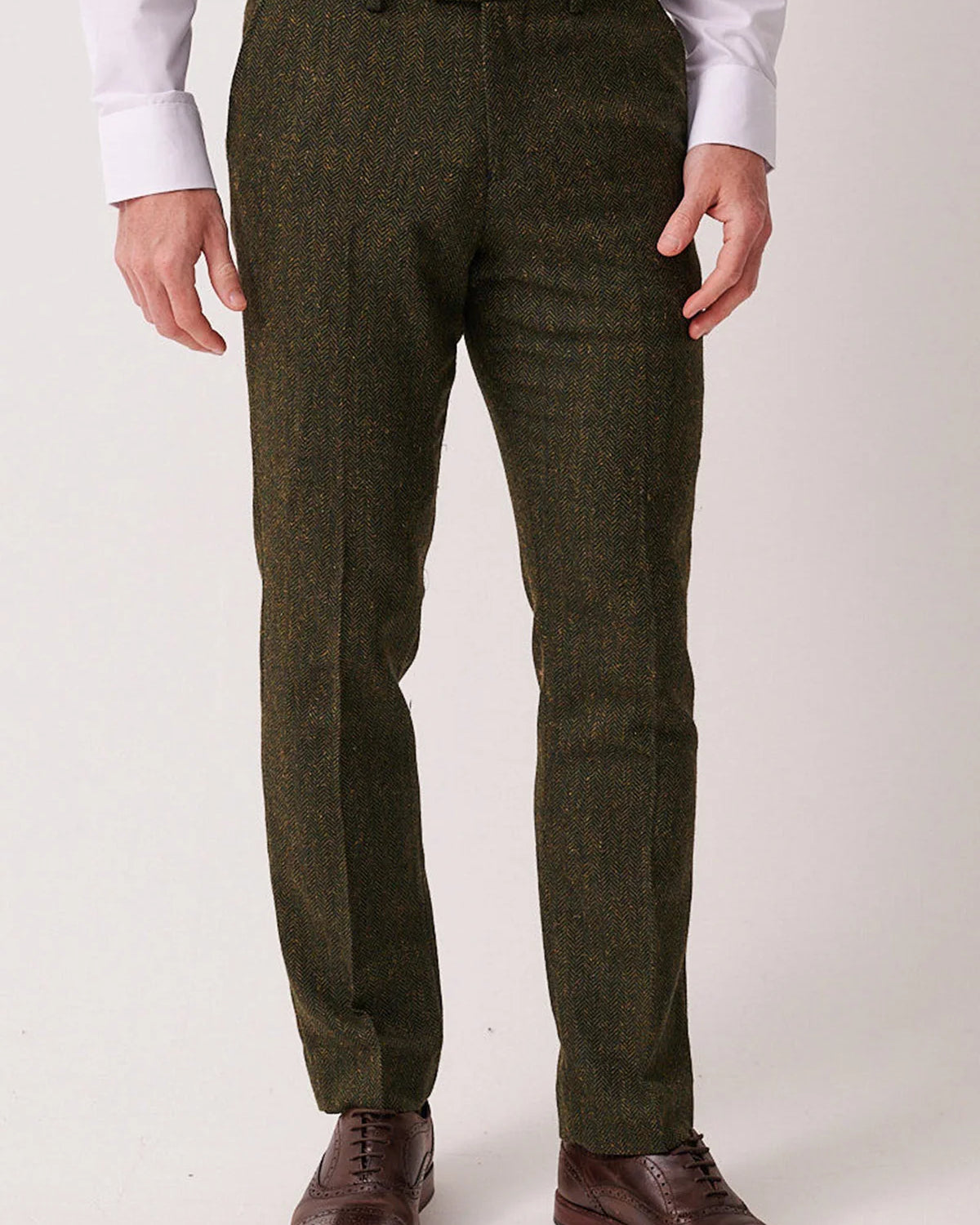 Marc Darcy Dean Tweed Trousers - Olive