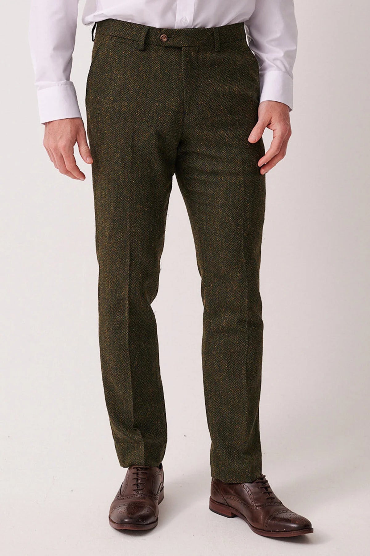 Marc Darcy Dean Tweed Trousers - Olive