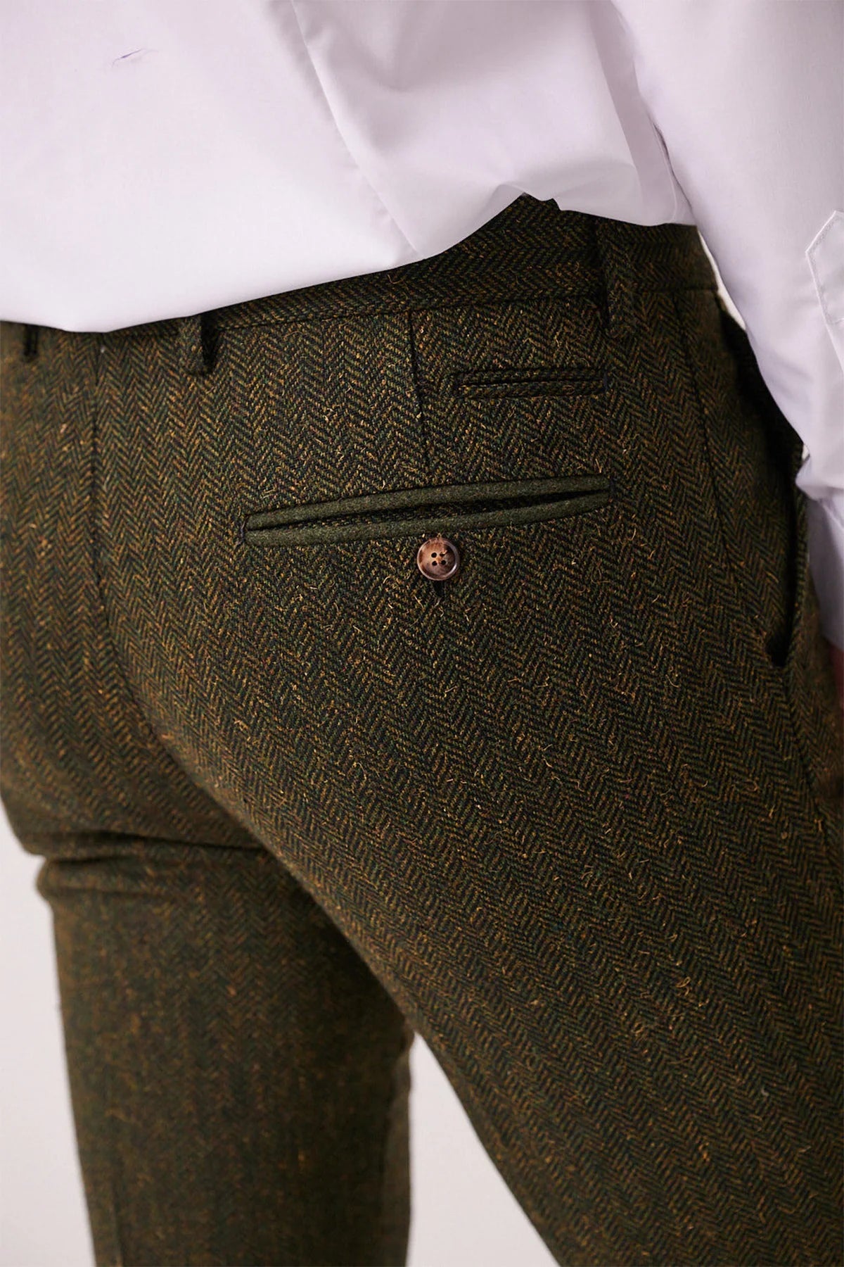 Marc Darcy Dean Tweed Trousers - Olive