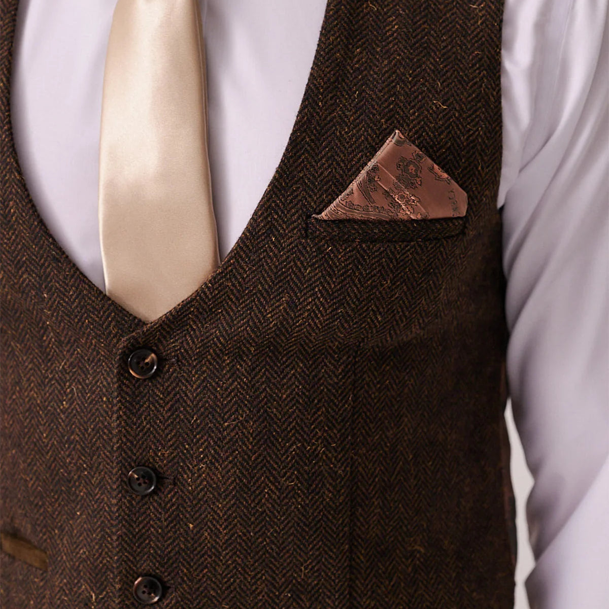 Marc Darcy Dean Tweed Waistcoat - Brown