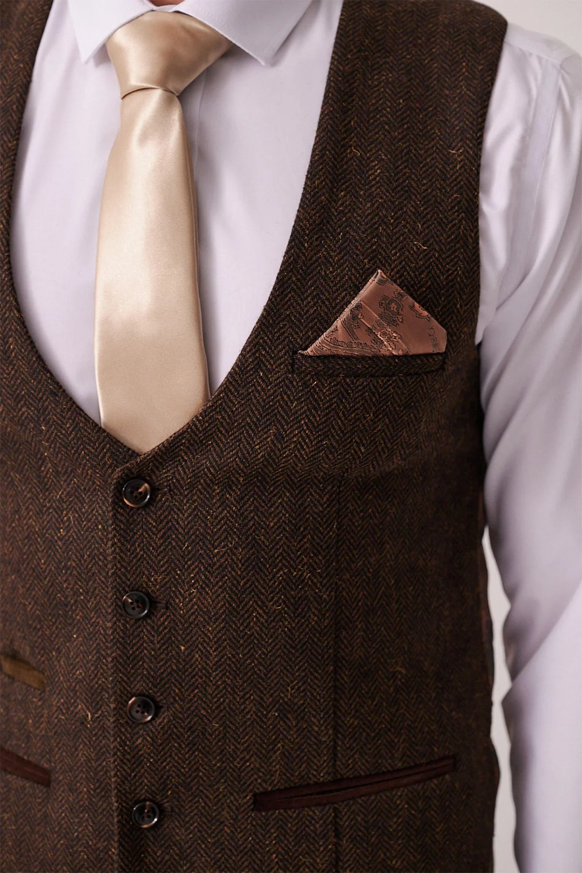 Marc Darcy Dean Tweed Waistcoat - Brown