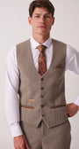 Marc Darcy Hayden Tweed Waistcoat - Tan