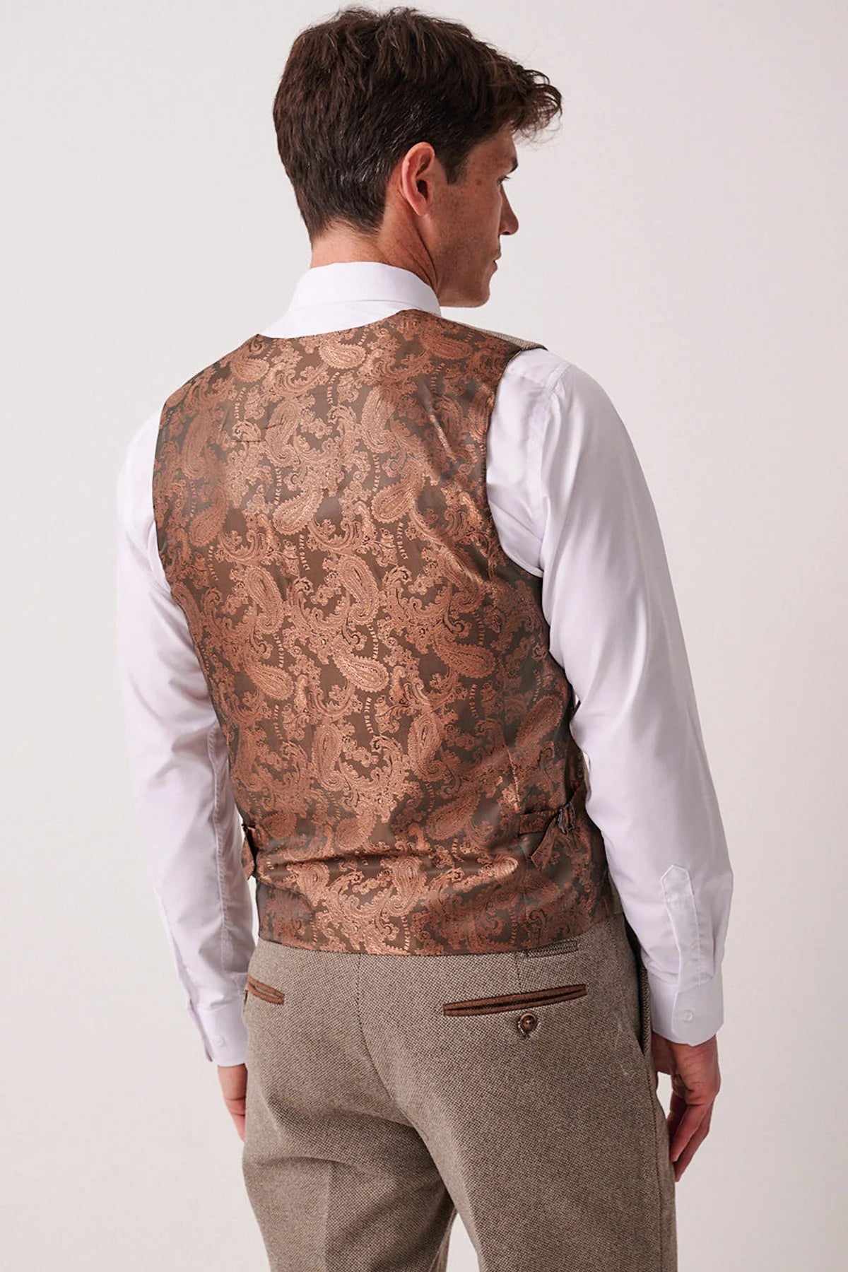 Marc Darcy Hayden Tweed Waistcoat - Tan
