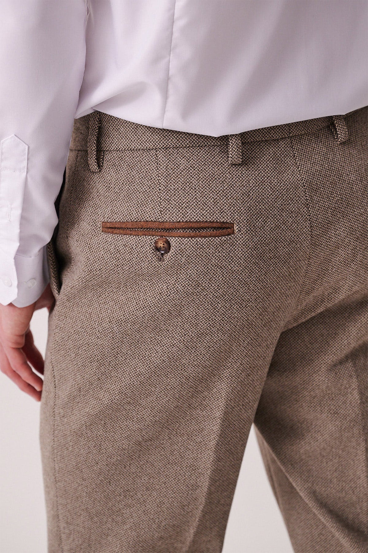 Marc Darcy Hayden Tweed Trouser - Tan