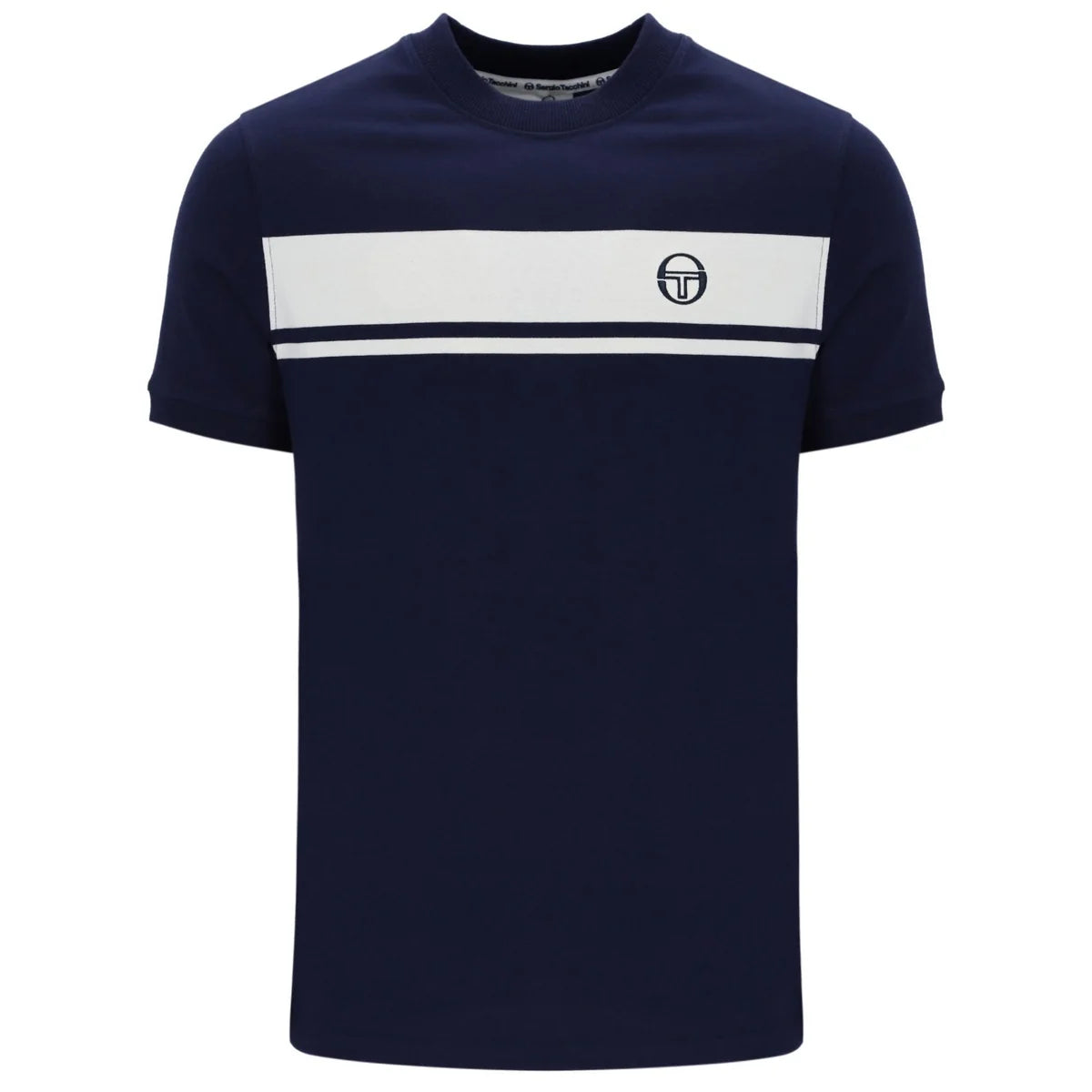Sergio Tacchini STM14593 Master Crewneck T-Shirt 206 - Navy/White - Tonal Ringer