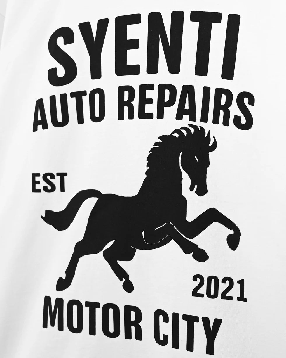 Syenti Motor City Long Sleeve T-Shirt Off White