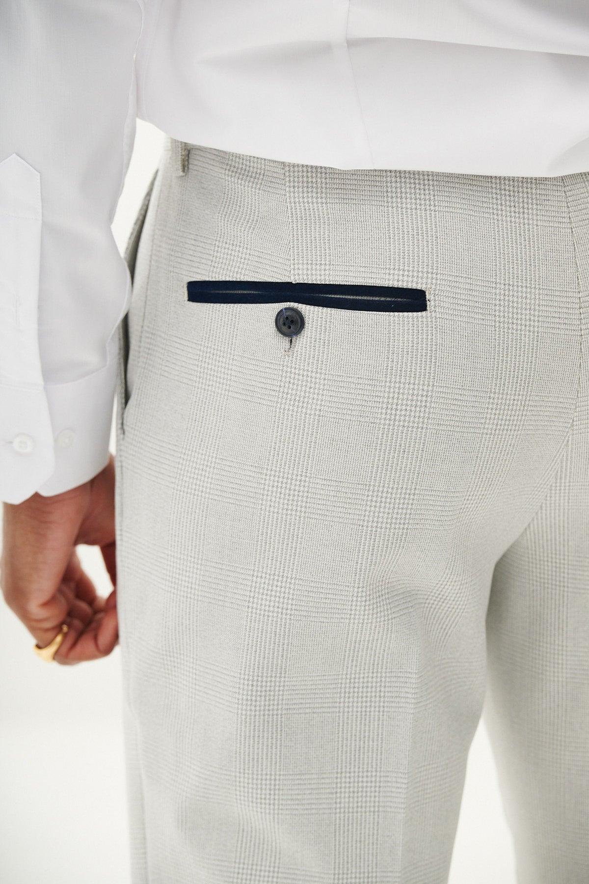 Marc Darcy Bromley Trousers - Stone Check