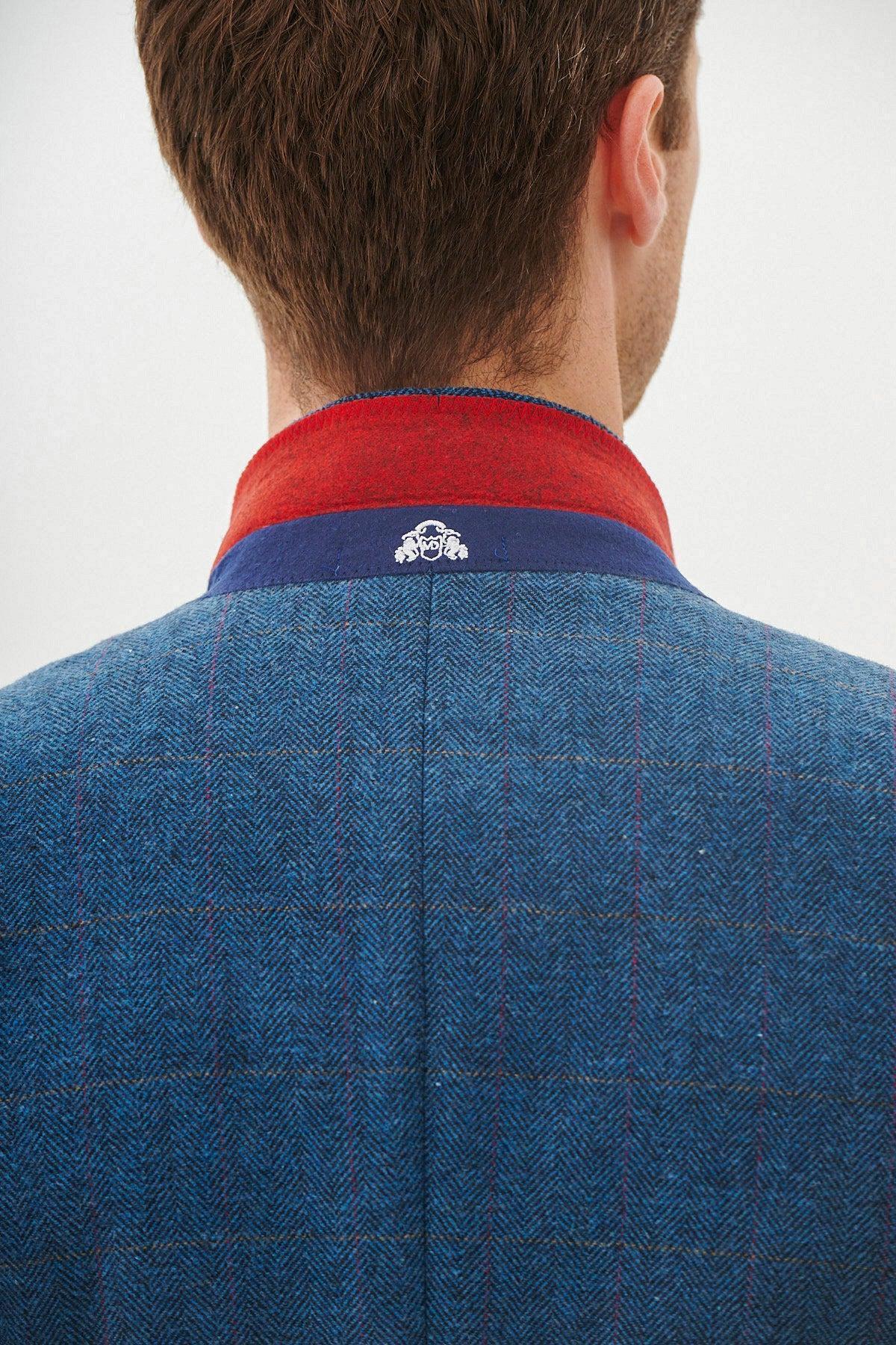 Marc Darcy Dion Tweed Check Blazer - Blue