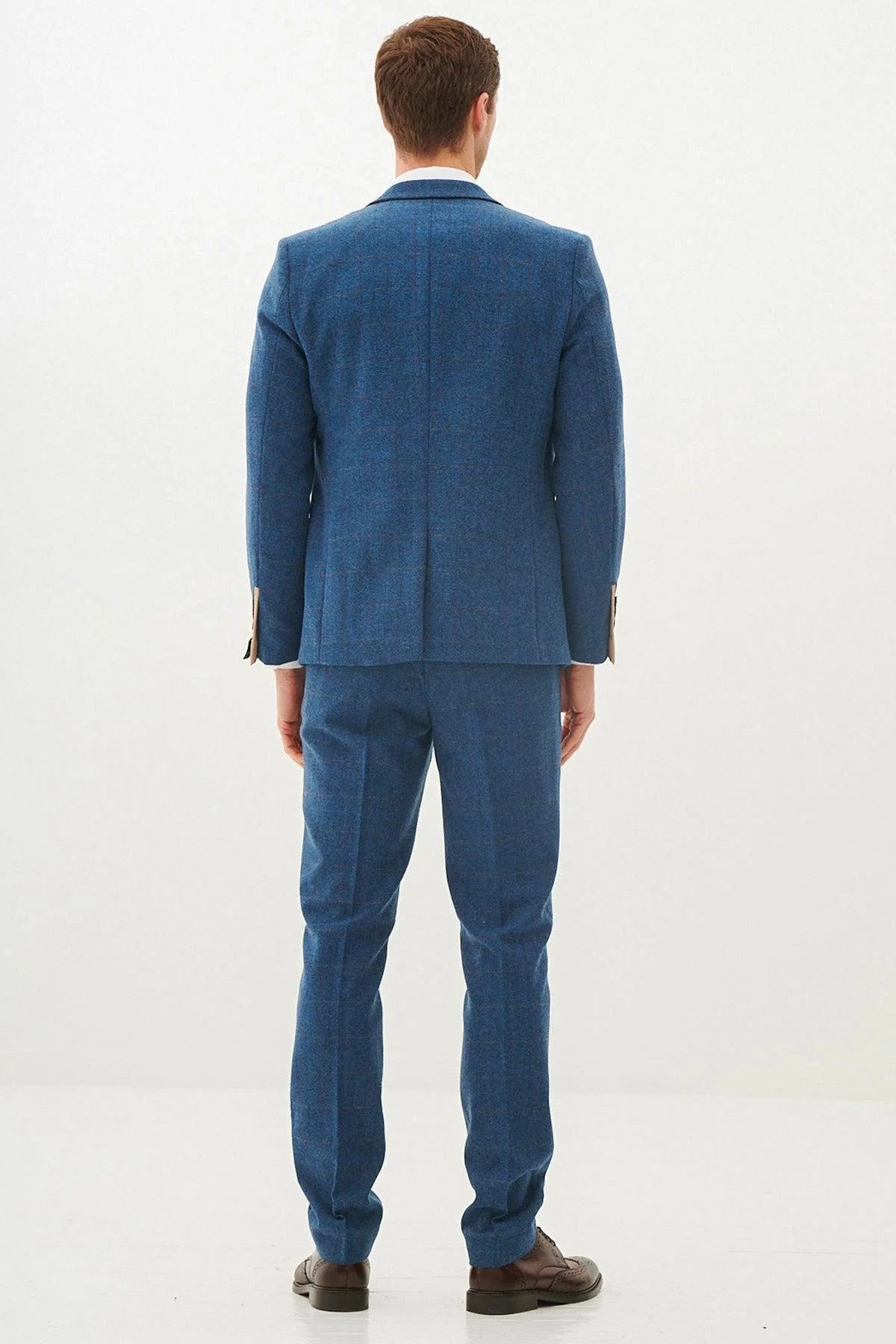 Marc Darcy Dion Tweed Check Blazer - Blue