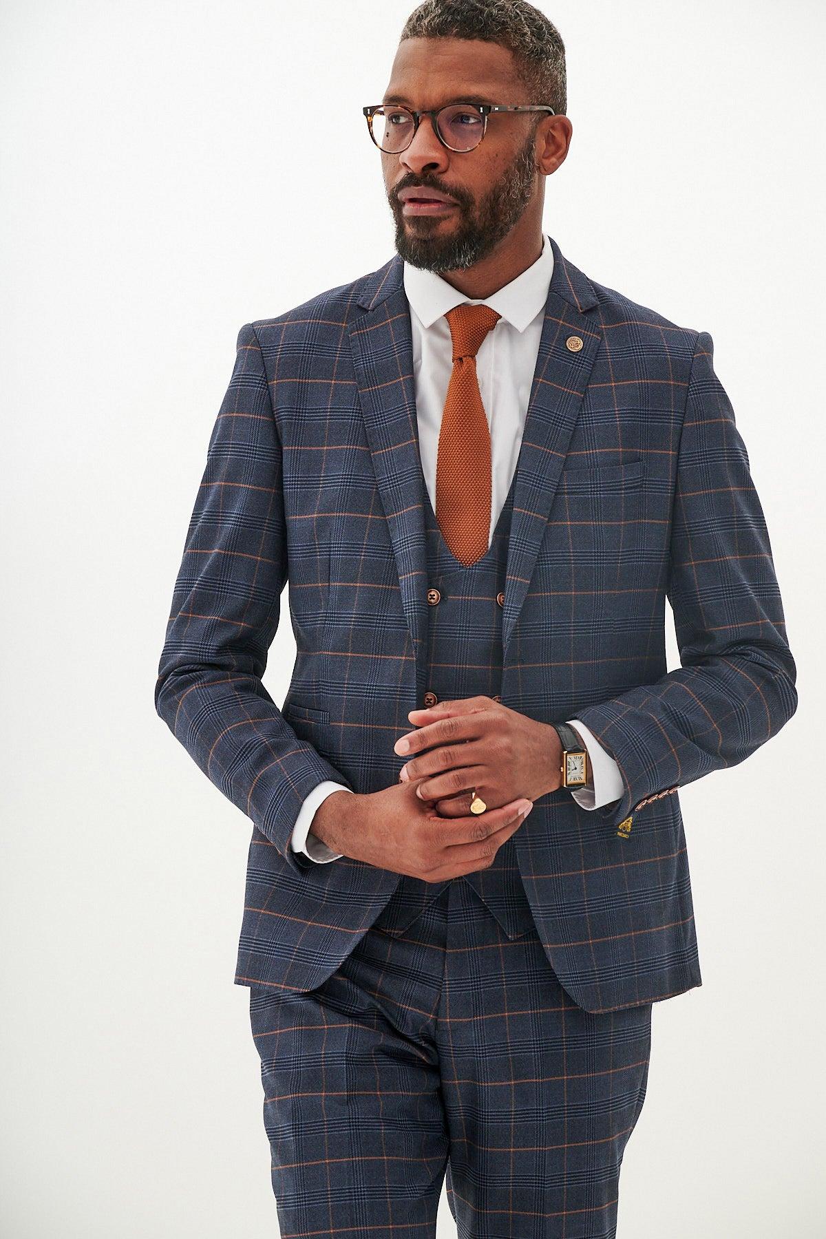 Marc Darcy Jenson Check Blazer Marine Navy Check