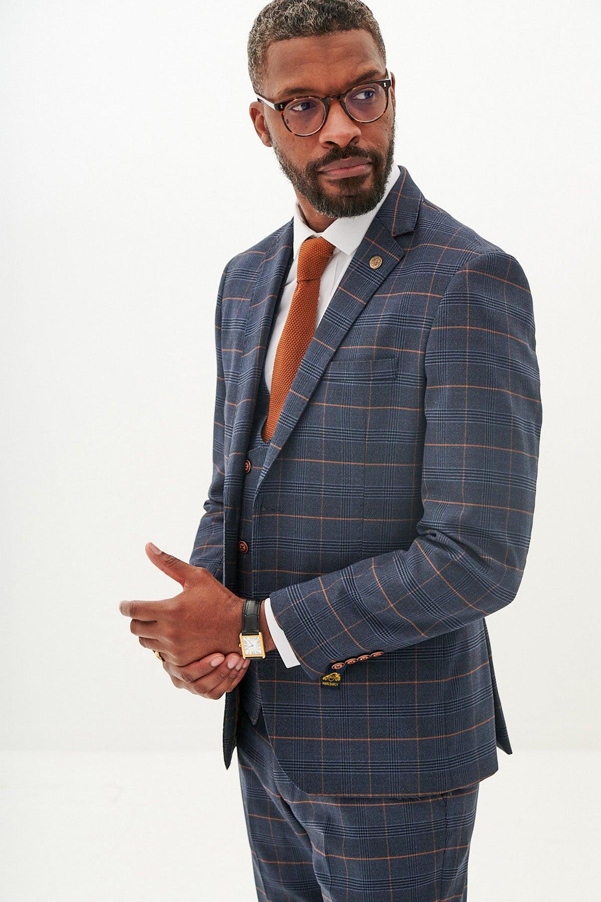 Marc Darcy Jenson Check Blazer Marine Navy Check