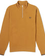 Fred Perry M3574 Half Zip Sweatshirt 80C - Dark Caramel/Dusk Blue/Night Green