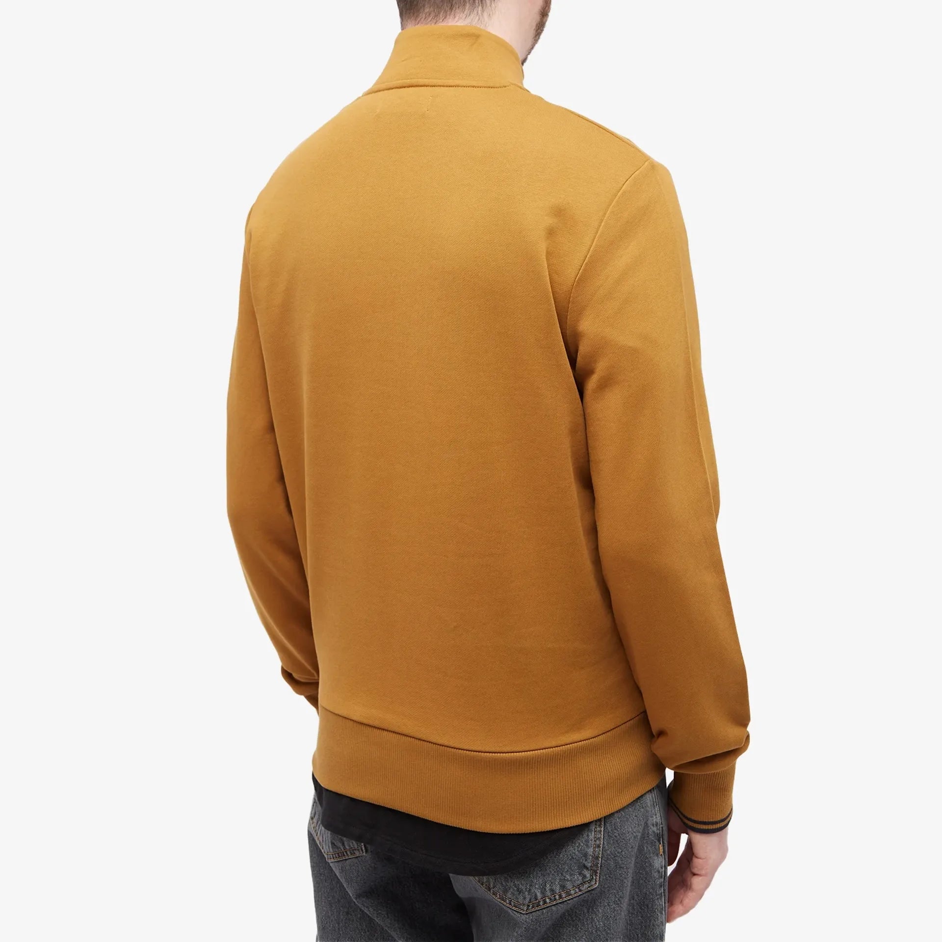 Fred Perry M3574 Half Zip Sweatshirt 80C - Dark Caramel/Dusk Blue/Night Green