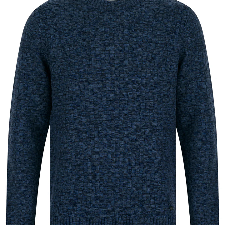 Tokyo Laundry Brendean Chunky Basket Stitch Knit Jumper - Denim Twist