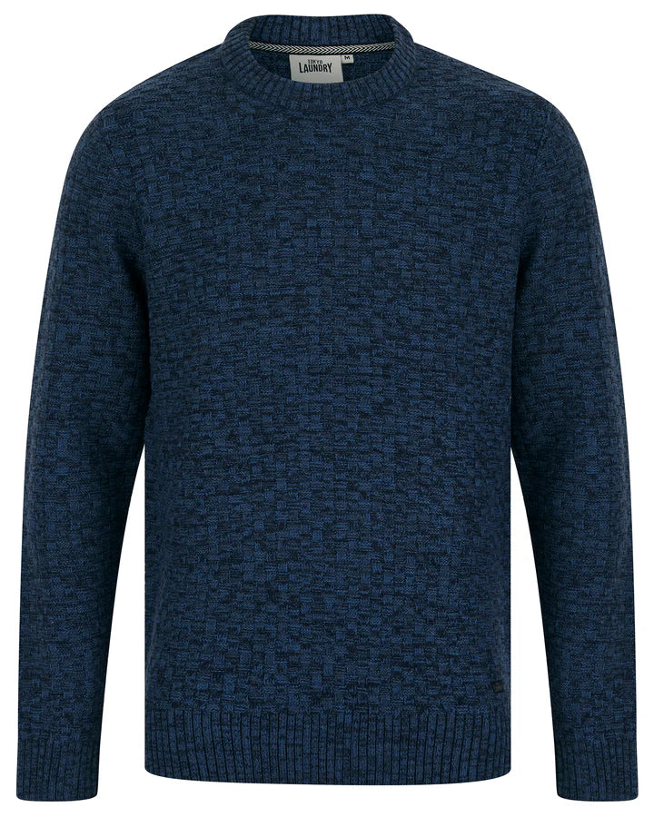 Tokyo Laundry Brendean Chunky Basket Stitch Knit Jumper - Denim Twist