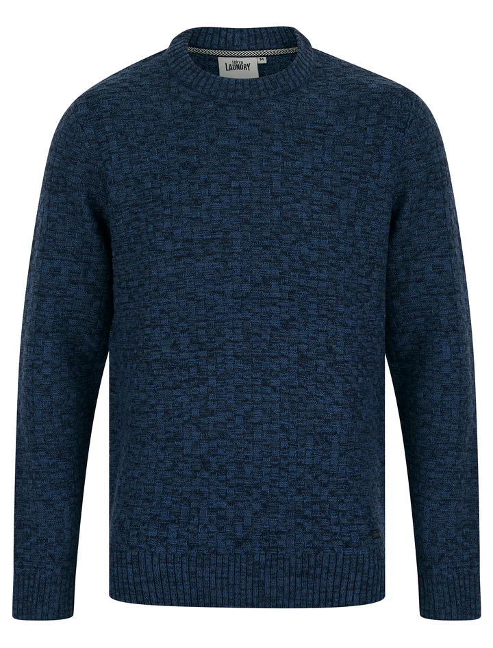 Tokyo Laundry Brendean Chunky Basket Stitch Knit Jumper - Denim Twist