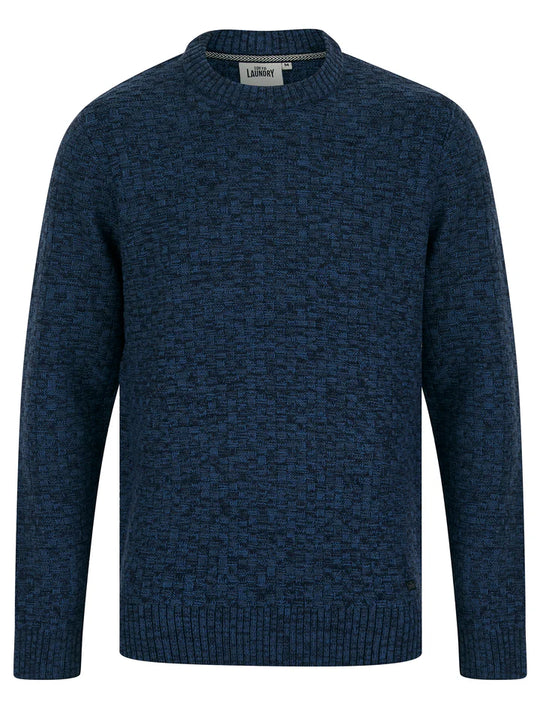 Tokyo Laundry Brendean Chunky Basket Stitch Knit Jumper - Denim Twist