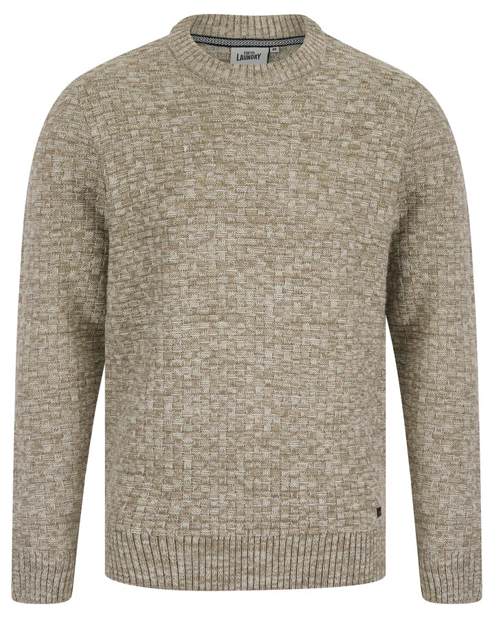 Tokyo Laundry Brendean Chunky Basket Stitch Knit Jumper - Stone