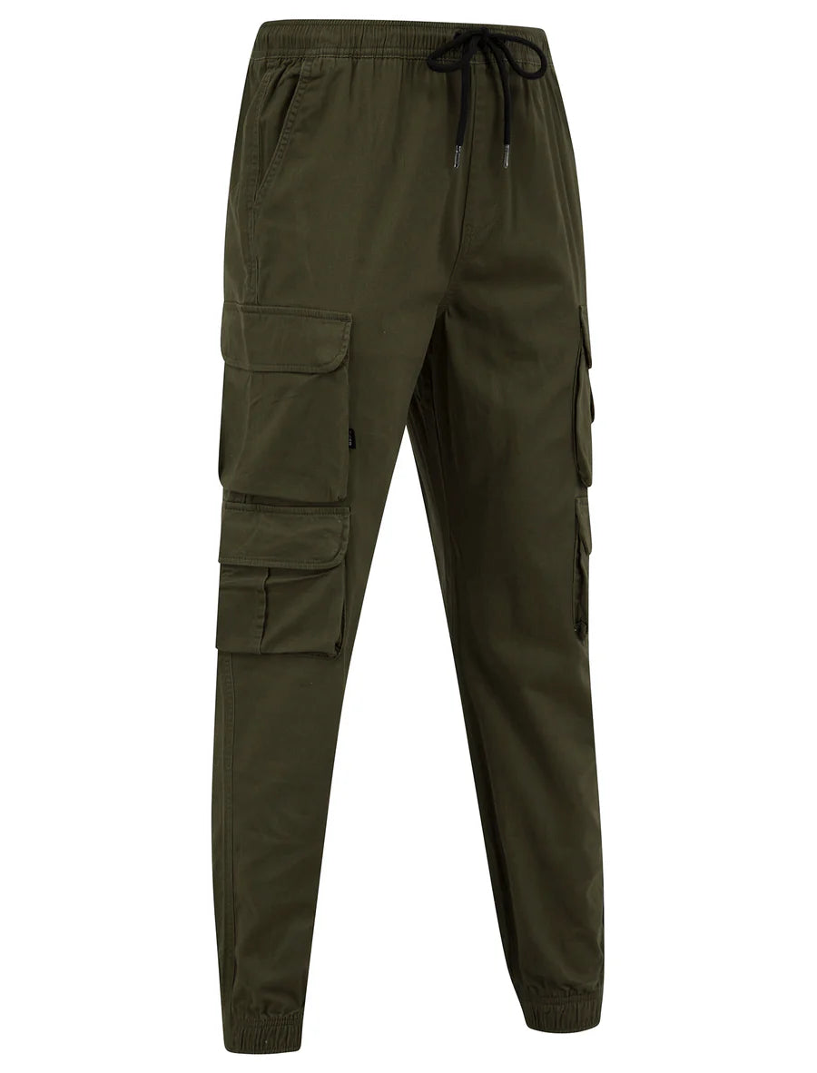 Tokyo Laundry Cathay Cotton Twill Cuffed Multi-Pocket Cargo Jogger Pants