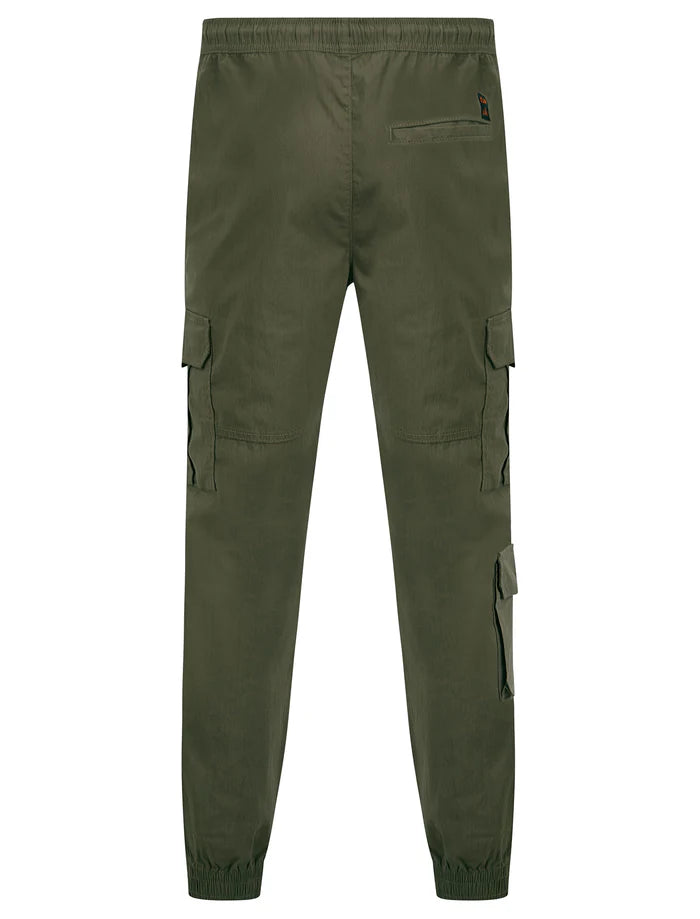 Tokyo Laundry Stretch Cotton Blend Elastic Waist Multi-Pocket Cargo Trousers - Crocodile