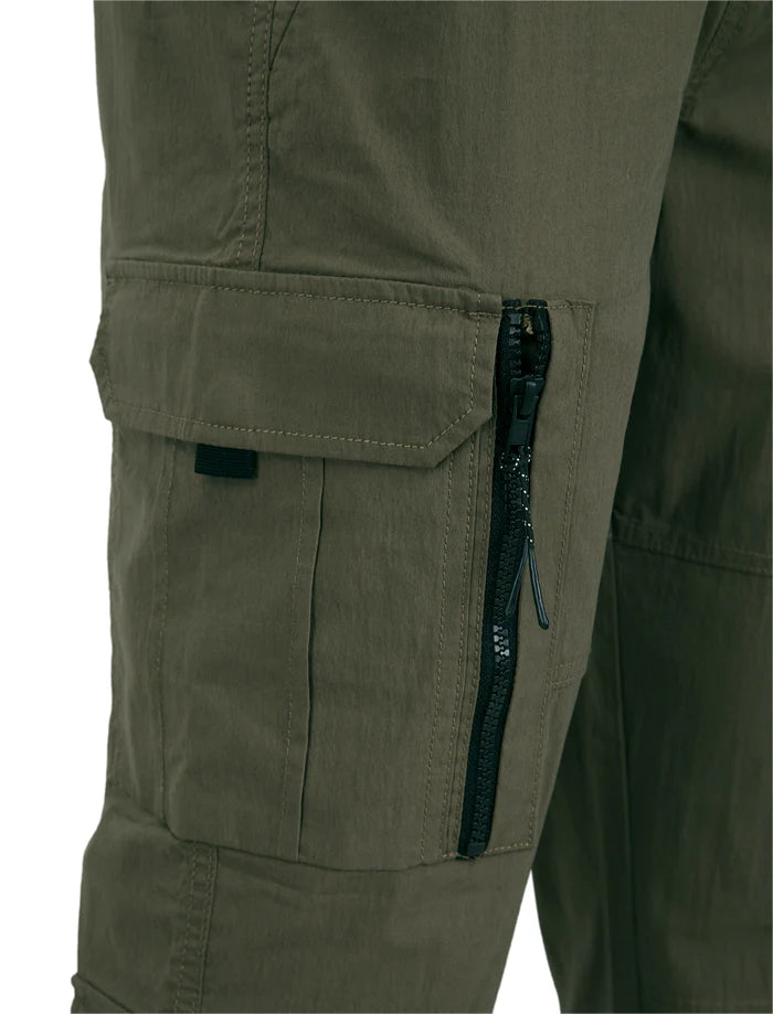 Tokyo Laundry Stretch Cotton Blend Elastic Waist Multi-Pocket Cargo Trousers - Crocodile
