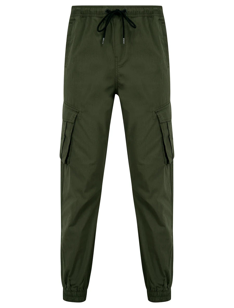 Tokyo Laundry Fairbanks Stretch Cotton Blend Elastic Waist Multi-Pocket Cargo Trousers - Grape Leaf