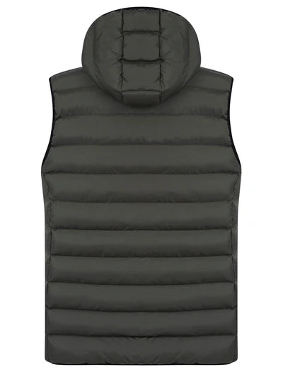 Tokyo Laundry Tamaki Quilted Hooded Puffer Gilet - Khaki