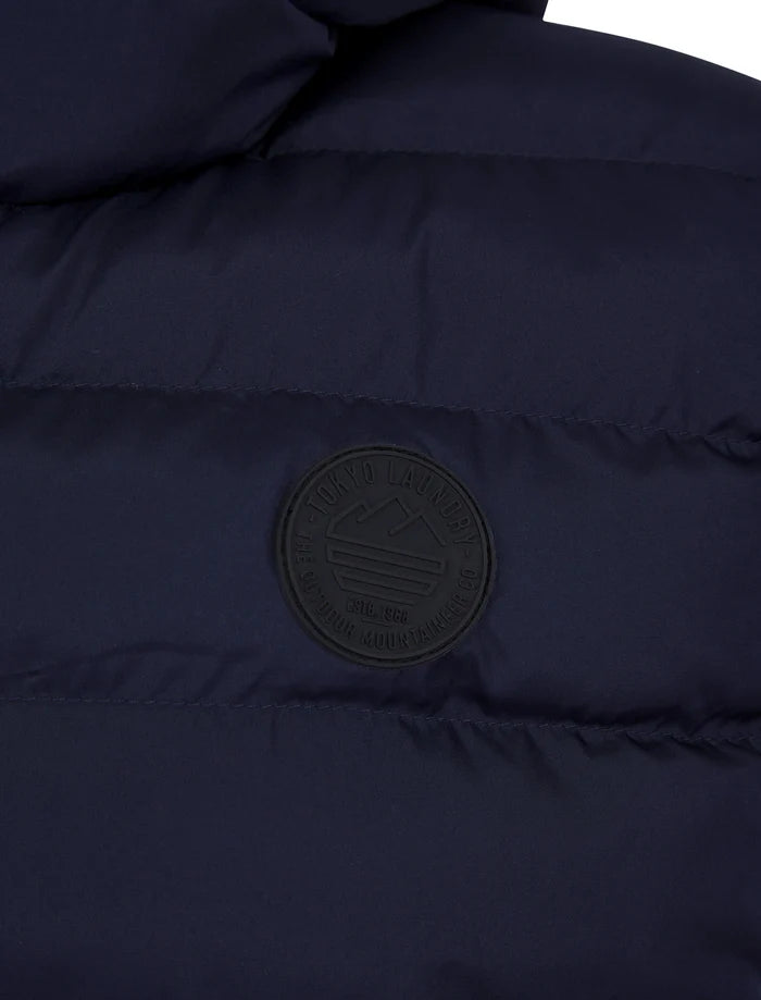 Tokyo Laundry Tamaki Quilted Hooded Puffer Gilet - Sky Captain Navy