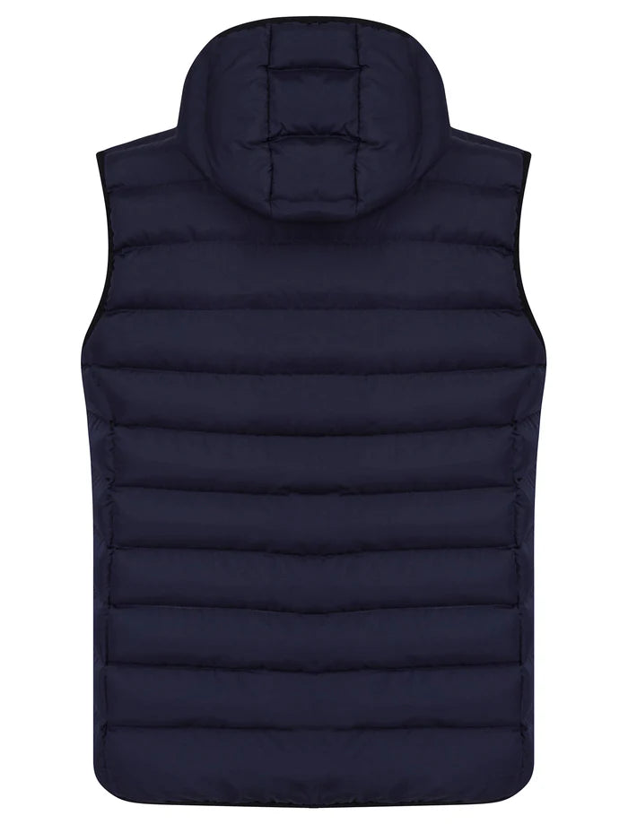 Tokyo Laundry Tamaki Quilted Hooded Puffer Gilet - Sky Captain Navy
