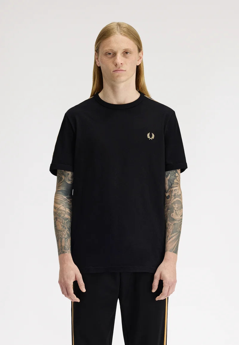 Fred Perry M4613 Contrast Tape Ringer T-Shirt 90A - Black/Champagne