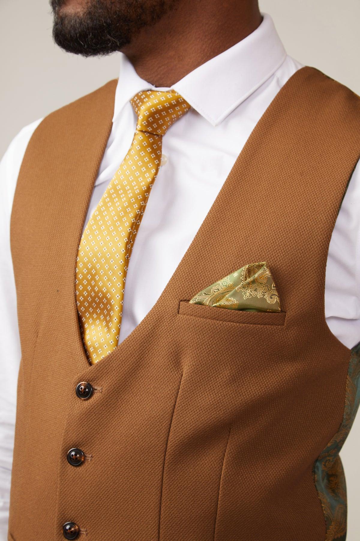 Marc Darcy Kelvin Single Breasted Waistcoat - Tan