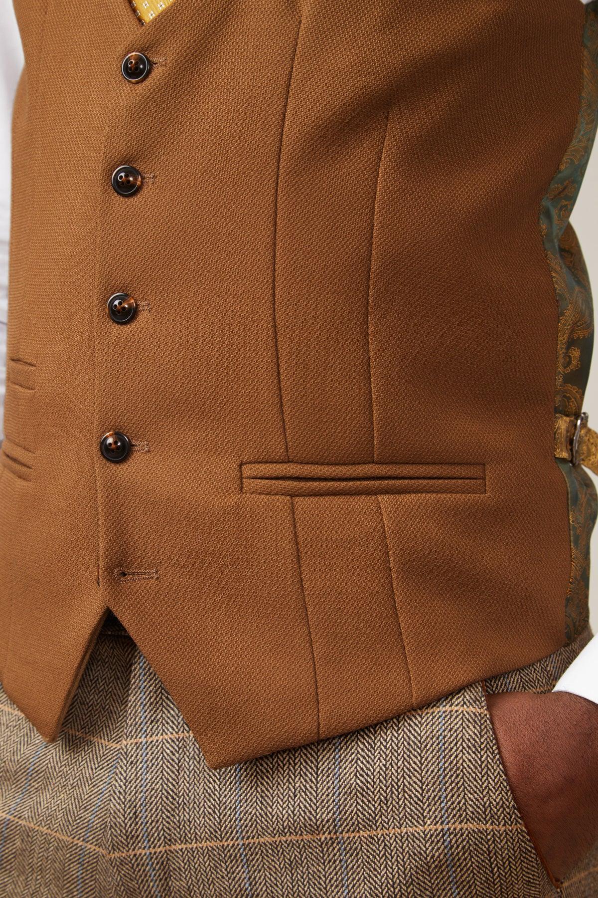 Marc Darcy Kelvin Single Breasted Waistcoat - Tan