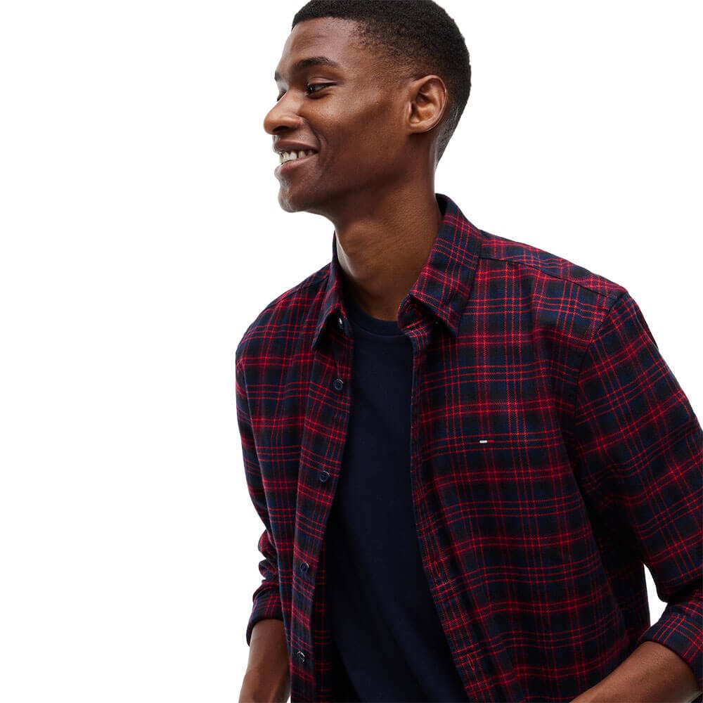 Tommy Jeans DM0DM23258 TJM Regular Flannel Check Shirt - Fierce Red Check