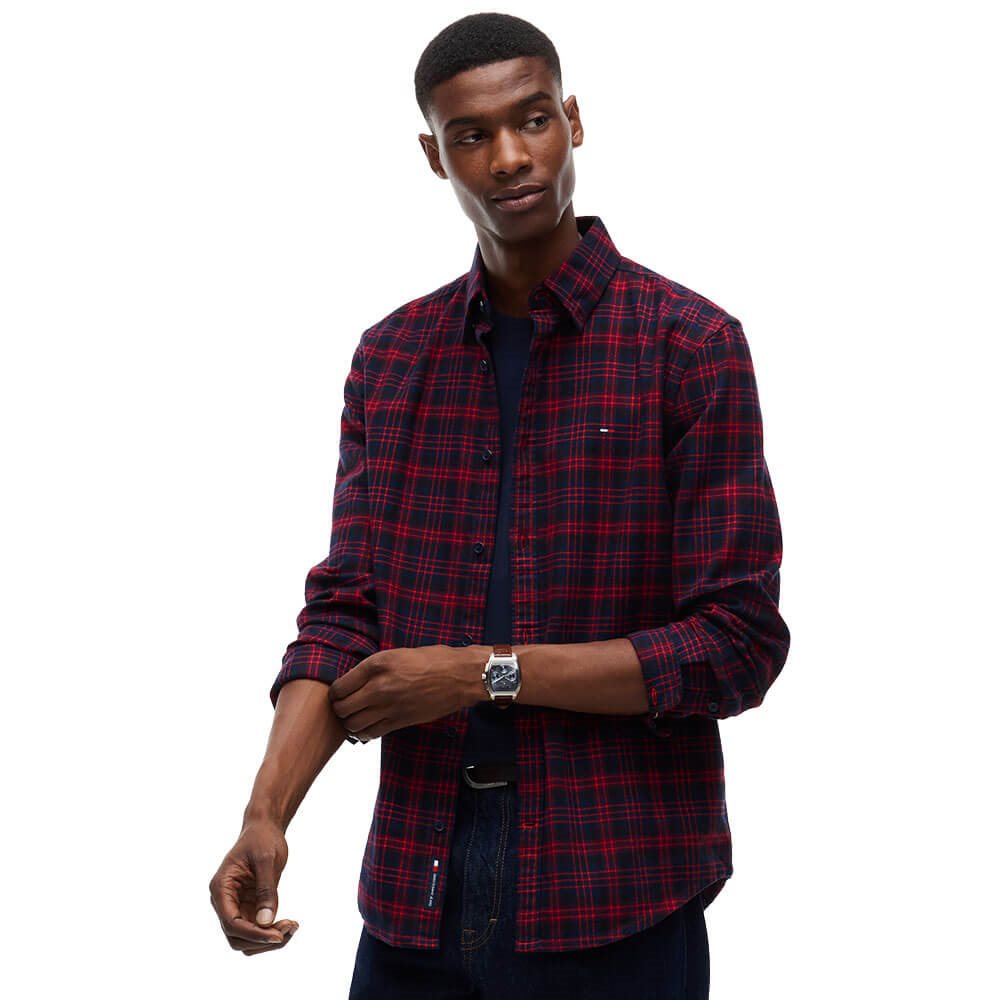 Tommy Jeans DM0DM23258 TJM Regular Flannel Check Shirt - Fierce Red Check