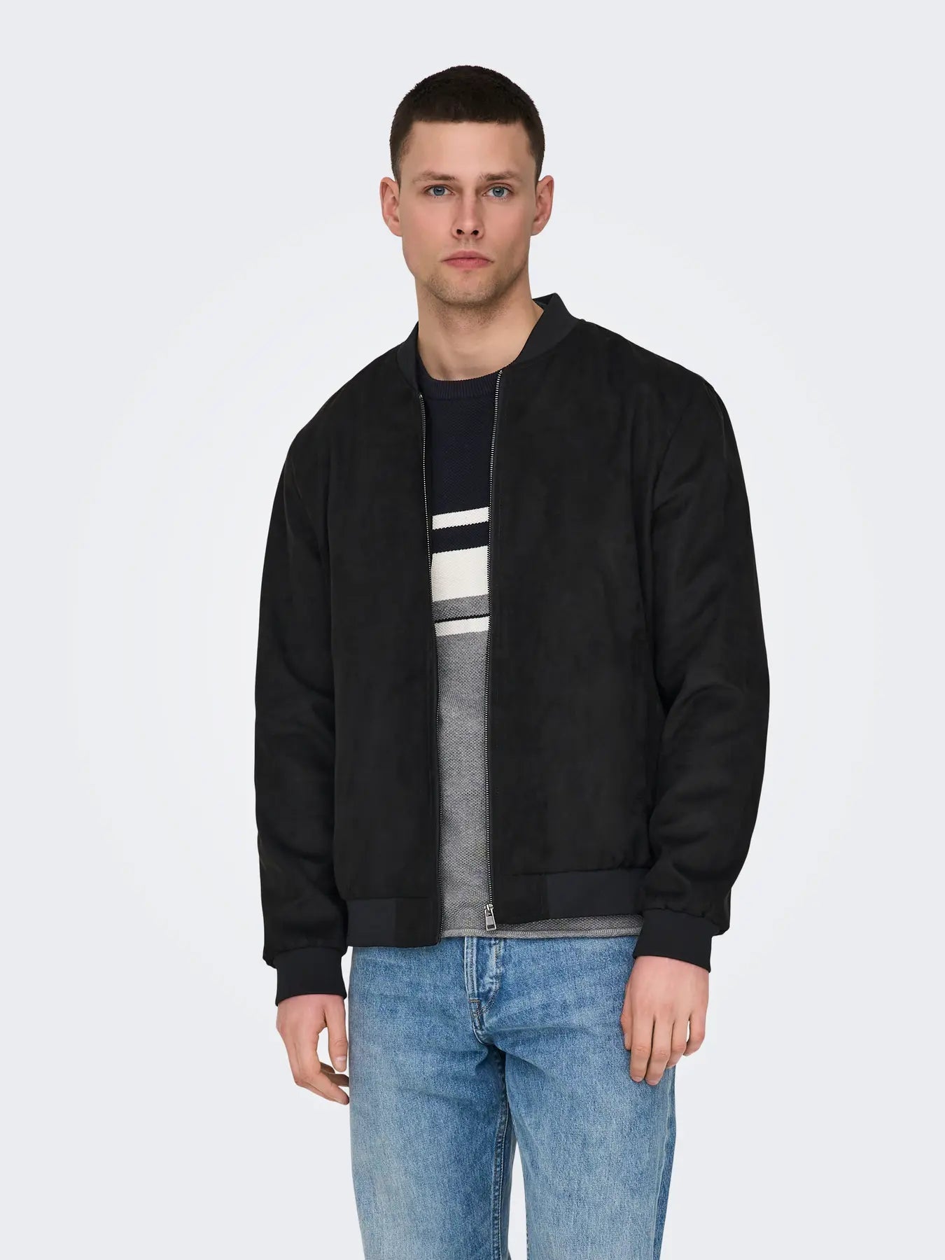 Only & Sons Fake Suede Bomber - Black