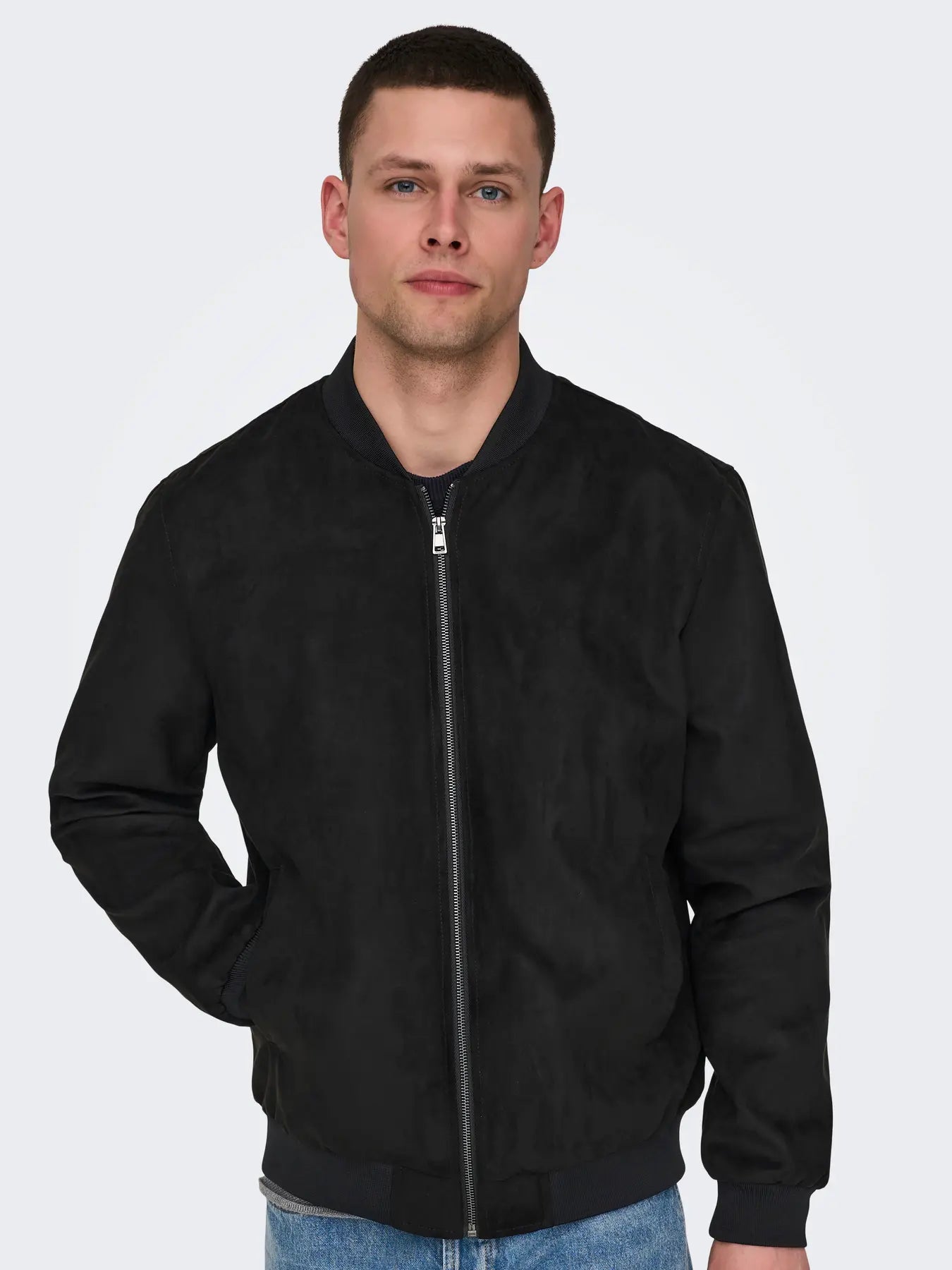Only & Sons Fake Suede Bomber - Black