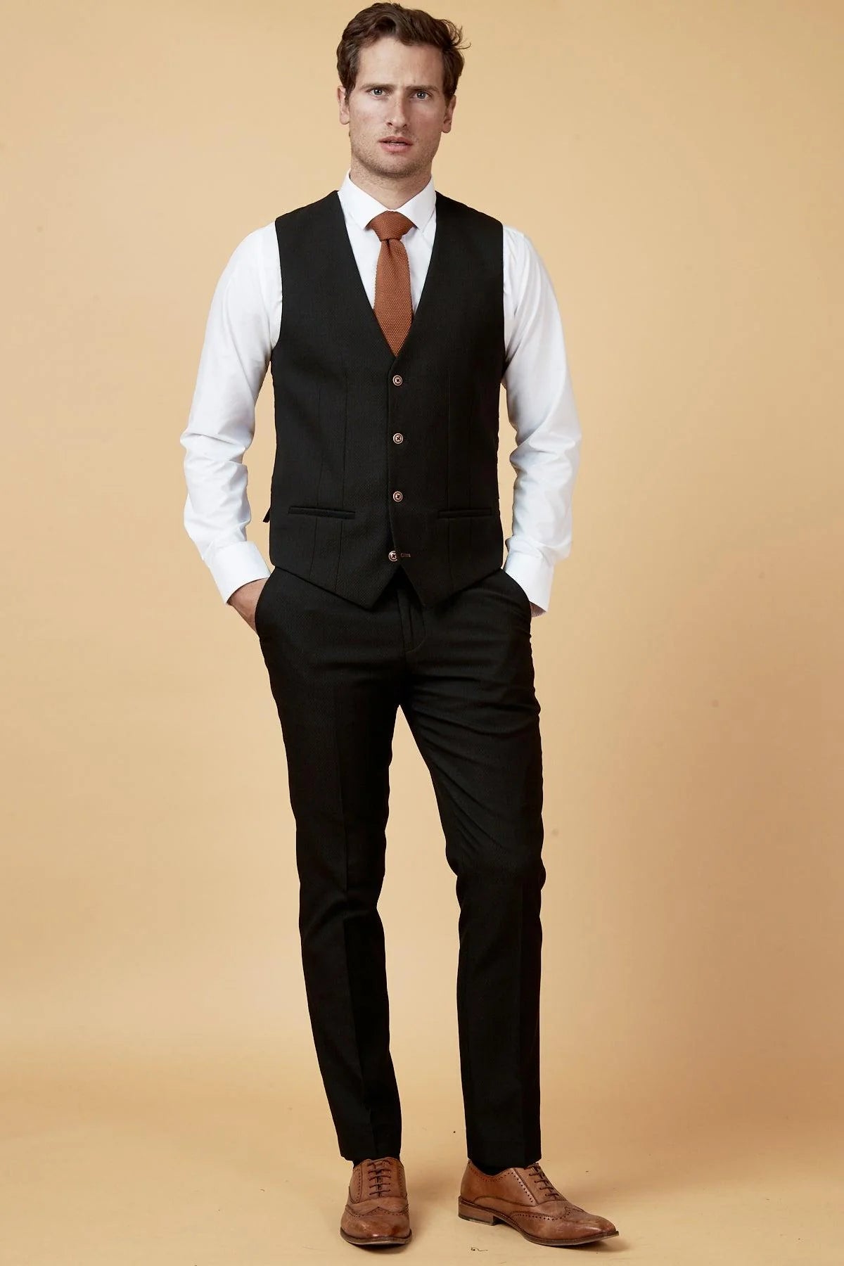 Marc Darcy Max Single Breasted Waistcoat - Black