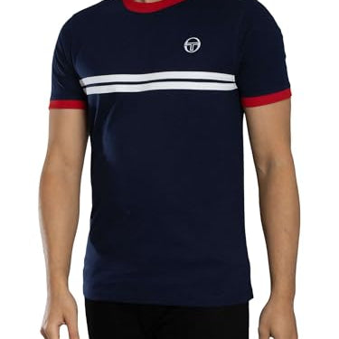 Sergio Tacchini STM14565 Supermac T-Shirt - 128 Maritime Blue/Adrenaline Rush/White