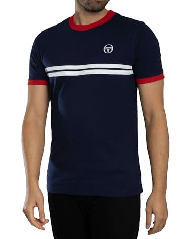 Sergio Tacchini STM14565 Supermac T-Shirt - 128 Maritime Blue/Adrenaline Rush/White